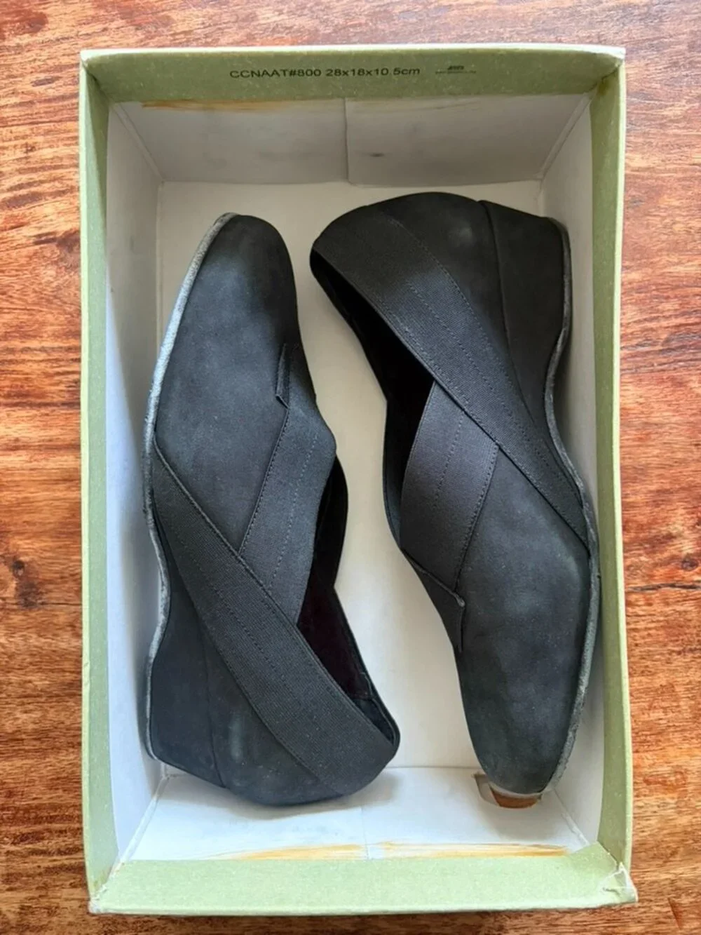 Vintage 1803 Black Nubuck Suede Wedge Pumps Size 30
